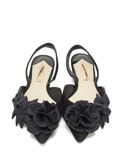 Pre-owned Sophia Webster Floral Flats 39.5 In Black