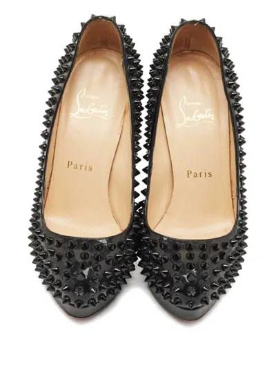 Pre-owned Christian Louboutin Alti Spikes Heeled Pumps In Black