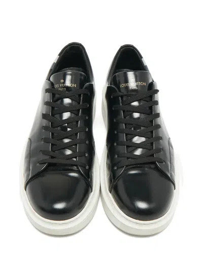 Pre-owned Louis Vuitton Leather Sneakers In Black
