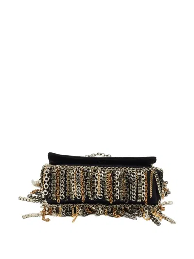 Pre-owned Jimmy Choo Suede Chain-strap Mini Bag In Black