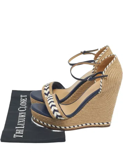 Pre-owned Gucci Espadrille Wedge Sandals In Neutral