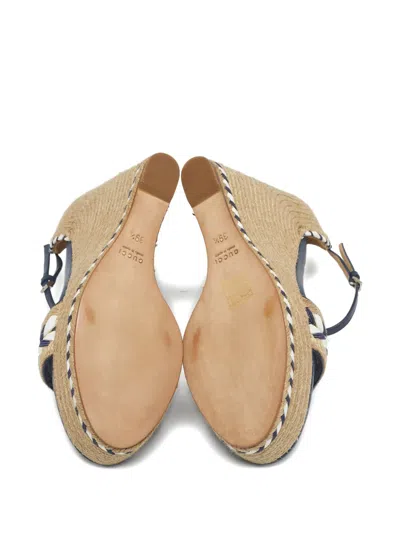 Pre-owned Gucci Espadrille Wedge Sandals In Neutral