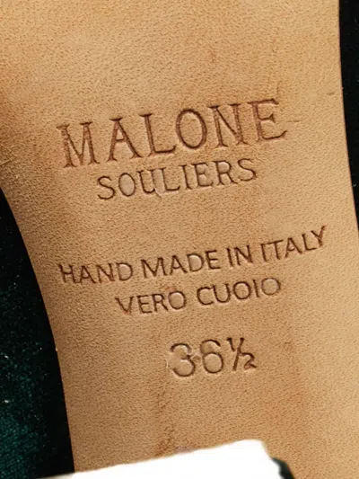 Pre-owned Malone Souliers Eula Velvet Block-heel Boots In Green