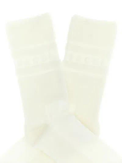 Sacai Jacquard Logo Socks In Neutral