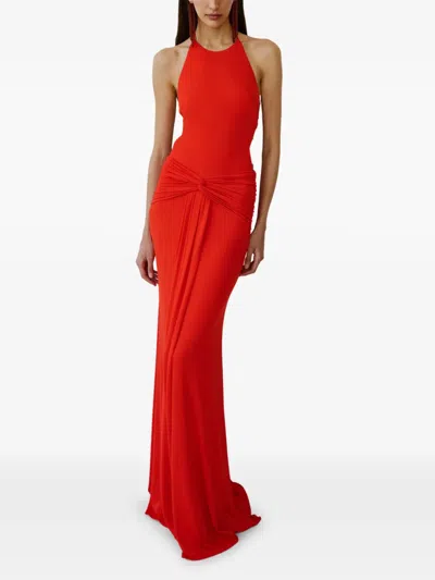 The New Arrivals Ilkyaz Ozel Euphorie Knot-detail Maxi Dress In Red