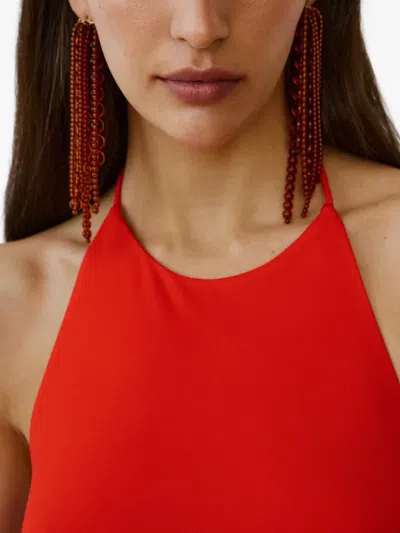 The New Arrivals Ilkyaz Ozel Euphorie Knot-detail Maxi Dress In Red