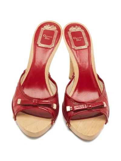 Pre-owned Dior Bow-detail Sandals In Red