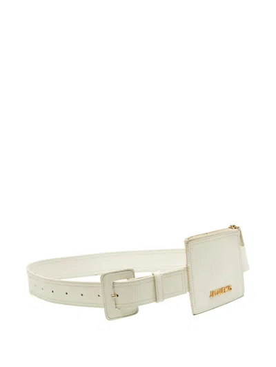 Pre-owned Jacquemus Leather Pouch Belt In White