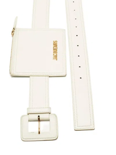 Pre-owned Jacquemus Leather Pouch Belt In White