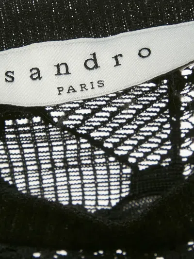 Pre-owned Sandro Lace Long-sleeve Top In Black