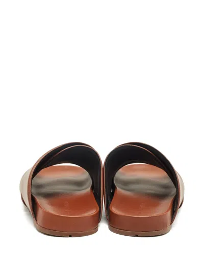 Pre-owned Bottega Veneta Criss-cross Leather Flat Sandals In Brown