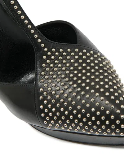 Pre-owned Saint Laurent Leather Platform T-bar Pumps In Black