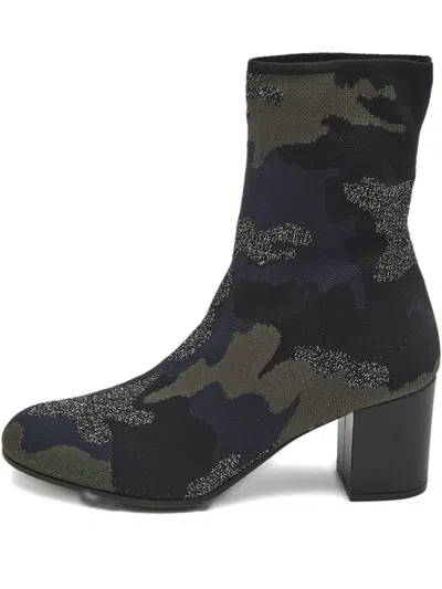 Pre-owned Zadig & Voltaire Camouflage Knit Ankle Boots In Blue