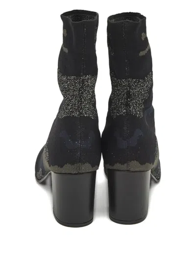 Pre-owned Zadig & Voltaire Camouflage Knit Ankle Boots In Blue