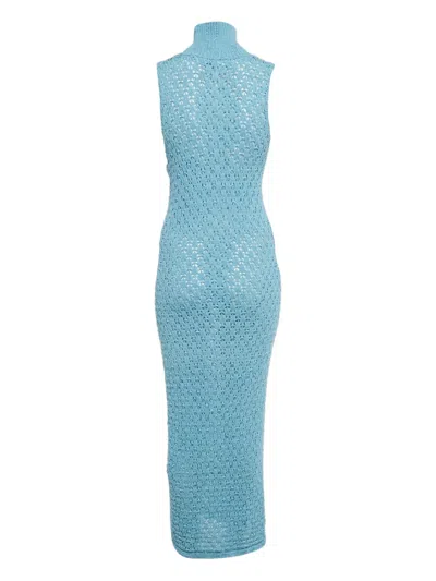 Pre-owned Rotate Birger Christensen Tessa High-neck Midi Dress In Blue