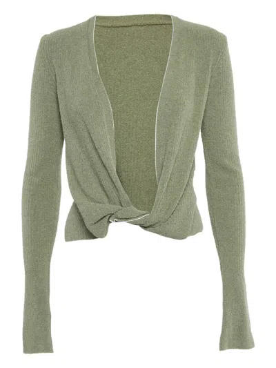 Pre-owned Jacquemus Le Gilet Noué Long-sleeve Knotted Cardigan In Green