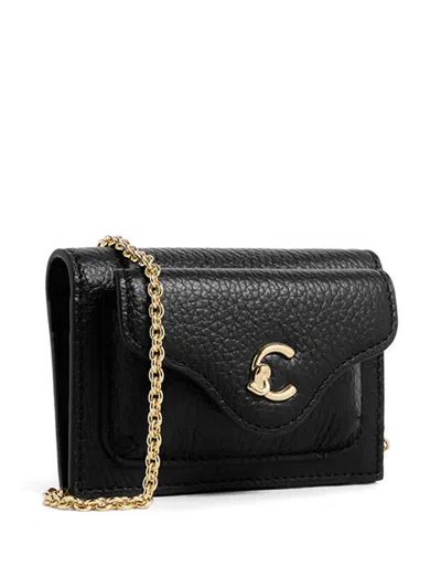 Coccinelle Chain-strap Card Holder In Black