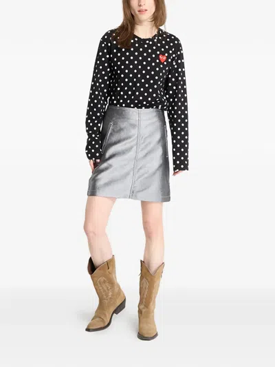 Calvin Klein A-line Denim Mini Skirt In Gray