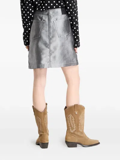 Calvin Klein A-line Denim Mini Skirt In Gray