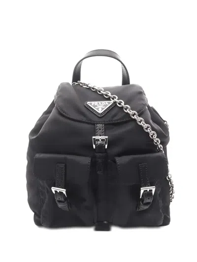 Pre-owned Prada 2010s Chain Backpack In Black