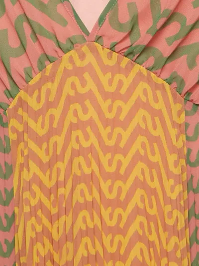 Pre-owned Self-portrait Logo-print Chiffon Maxi Dress In Pink