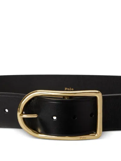Polo Ralph Lauren 50mm Buckle Leather Belt In Black