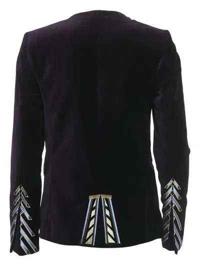 Pre-owned Zadig & Voltaire Vadim Velvet Embroidered Blazer In Purple