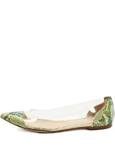 Pre-owned Gianvito Rossi Plexi Pointed-toe Pumps In Green