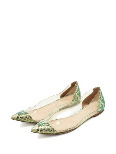 Pre-owned Gianvito Rossi Plexi Pointed-toe Pumps In Green