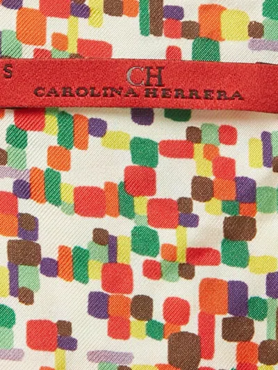 Pre-owned Carolina Herrera Vintage Silk Frill-detail Blouse In White