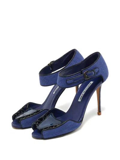 Pre-owned Manolo Blahnik Ankle-strap Sandals In Blue