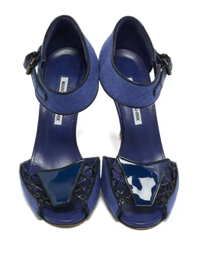 Pre-owned Manolo Blahnik Ankle-strap Sandals In Blue