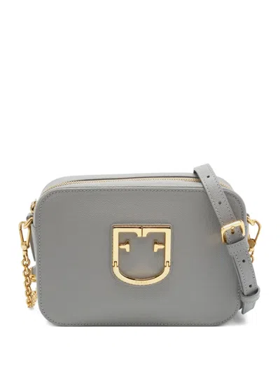 Pre-owned Furla Mini Brava Leather Crossbody Bag In Gray