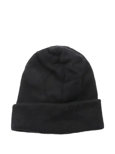 Pre-owned Chanel 1986-1988 Logo Knitted Beanie Hat In Black