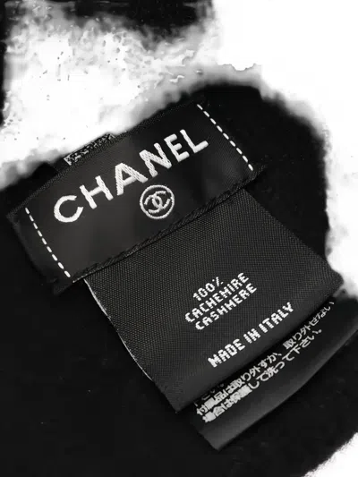Pre-owned Chanel 1986-1988 Logo Knitted Beanie Hat In Black