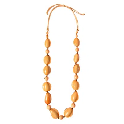 Tagua Jewelry Women's Miriam Necklace In Peach Ivory Cafe Con Leche In Orange