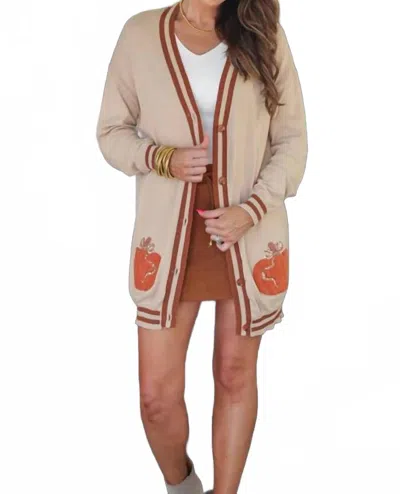 Jess Lea Harvest Hues Cardigan In Beige In Neutral