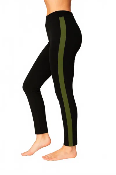 Angel Apparel Track Pant In Black/moss In Black