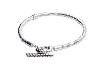 Pandora Moments T-bar Snake Chain Bracelet In Black