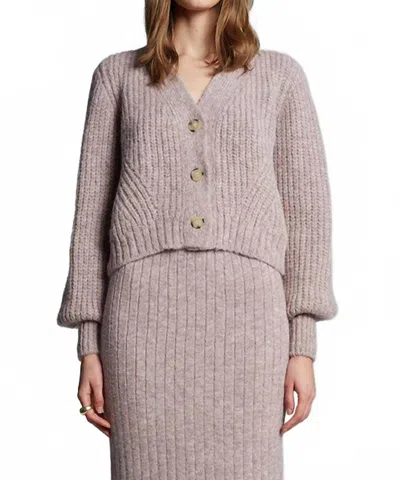 Eleven Six Sara Blouson Sleeves Cardigan In Pink Melange In Gray