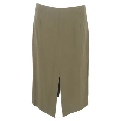 Roland Mouret Front Slit Midi Pencil Skirt In Olive Wool In Gray