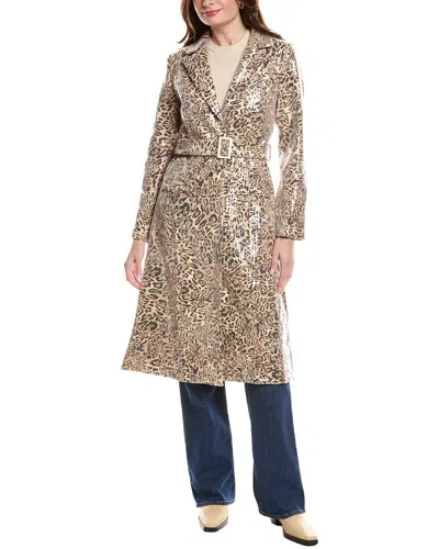 Hutch Hana Sequin Trench Coat In Animal Print