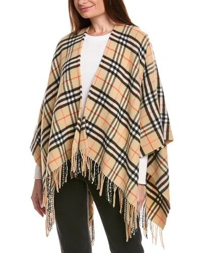 Burberry Check Wool & Cashmere-blend Cape In Brown