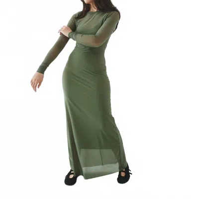 T.w.i.n. That’s What I Need Mesh Maxi Dress In Olive In Green