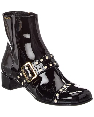 Prada Patent Bootie In Brown
