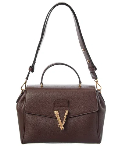 Versace Leather Satchel In Brown
