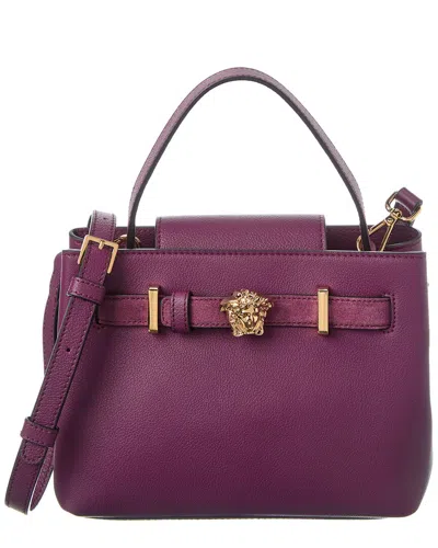 Versace Medusa Leather & Suede Tote In Purple
