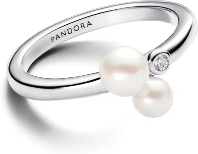 Pandora Duo Treated Freshwater Cultured Pearls Ring In Gray