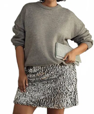 Mare Mare Long-sleeve Knit Sequin Mini Dress In Gray In Gray