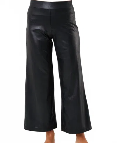 Angel Apparel Vegan Leather Wide Leg Pant In Black In Black